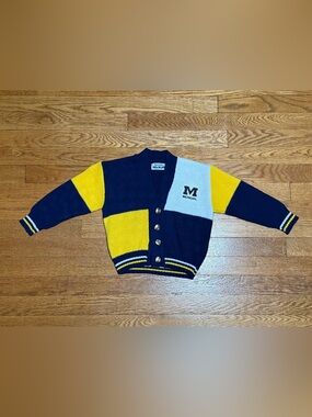 Vintage Brandon Michigan Wolverines (2T) Toddler Cardigan Colorbock Sweater